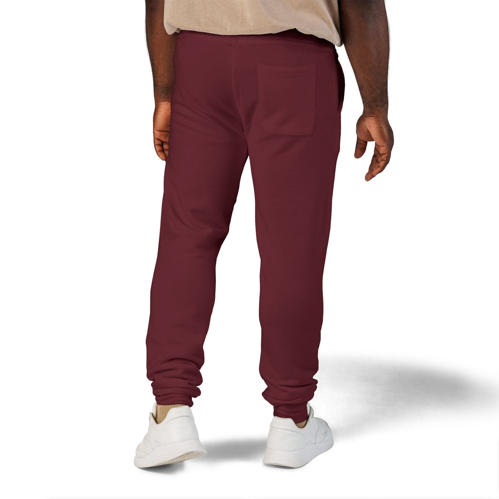 Embroidered 'Kalm Haven' Fleece Sweatpants — Cozy Casual Maroon Sweats
