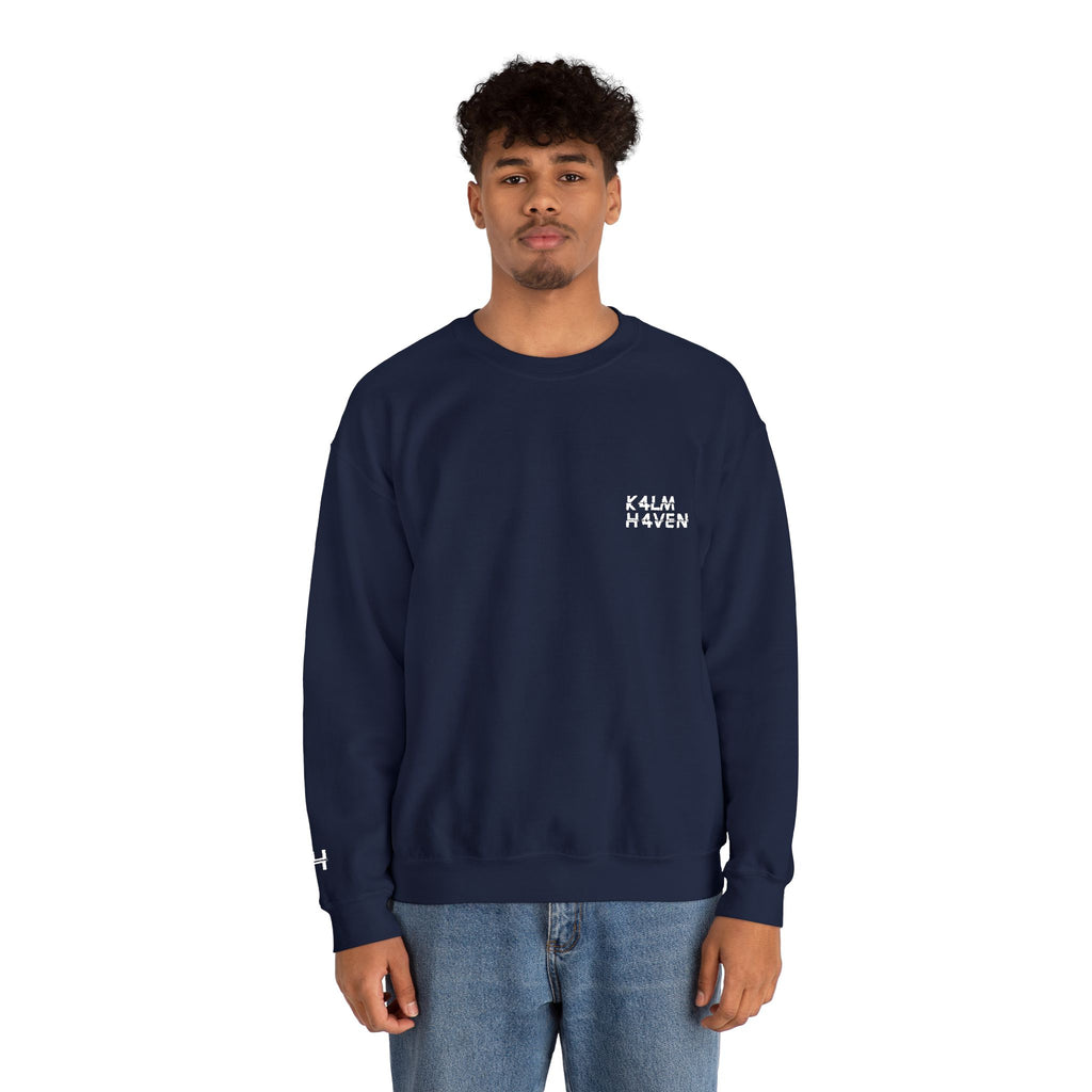 Kalm Haven Navy Blue Minimalist Crewneck Sweatshirt