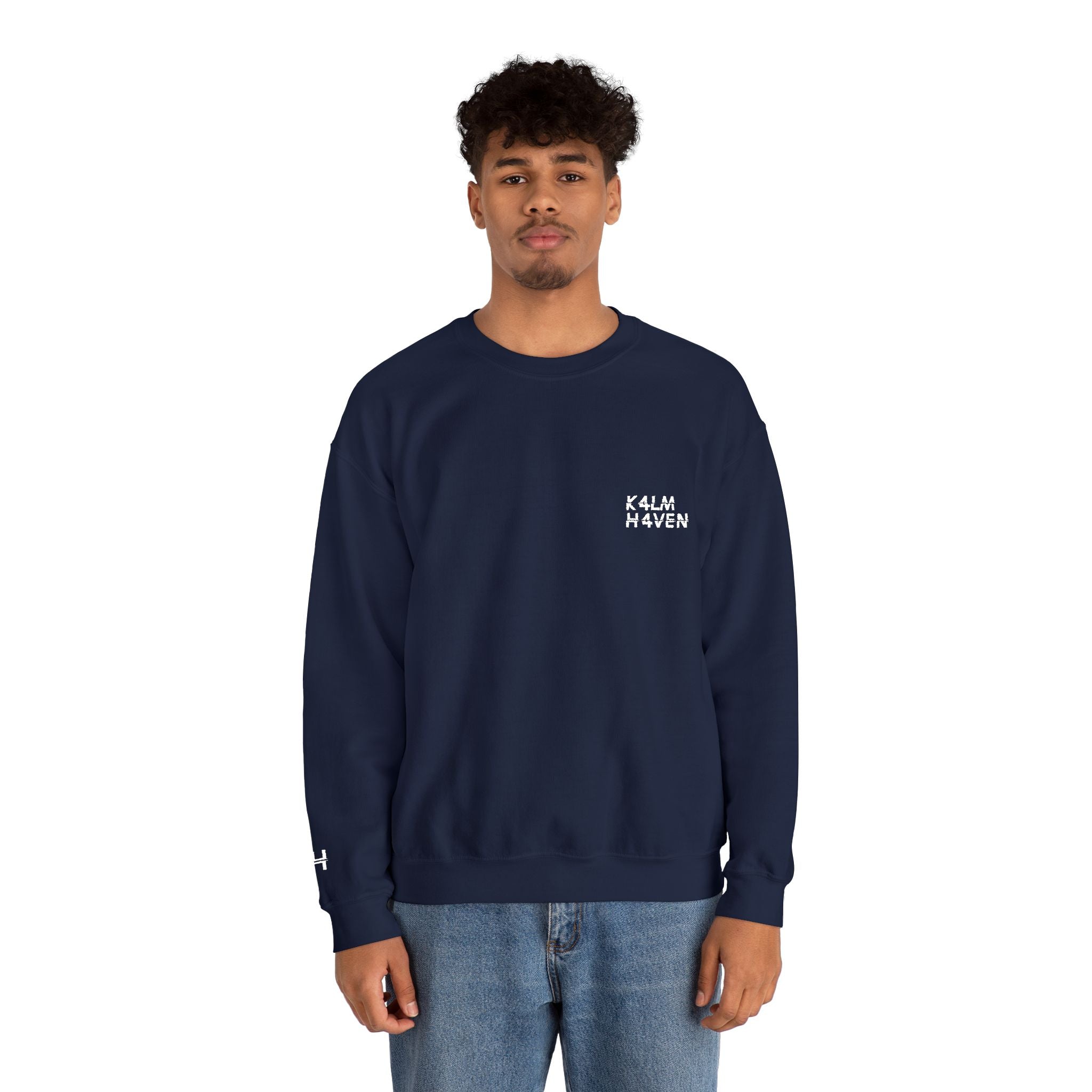Kalm Haven Navy Blue Minimalist Crewneck Sweatshirt