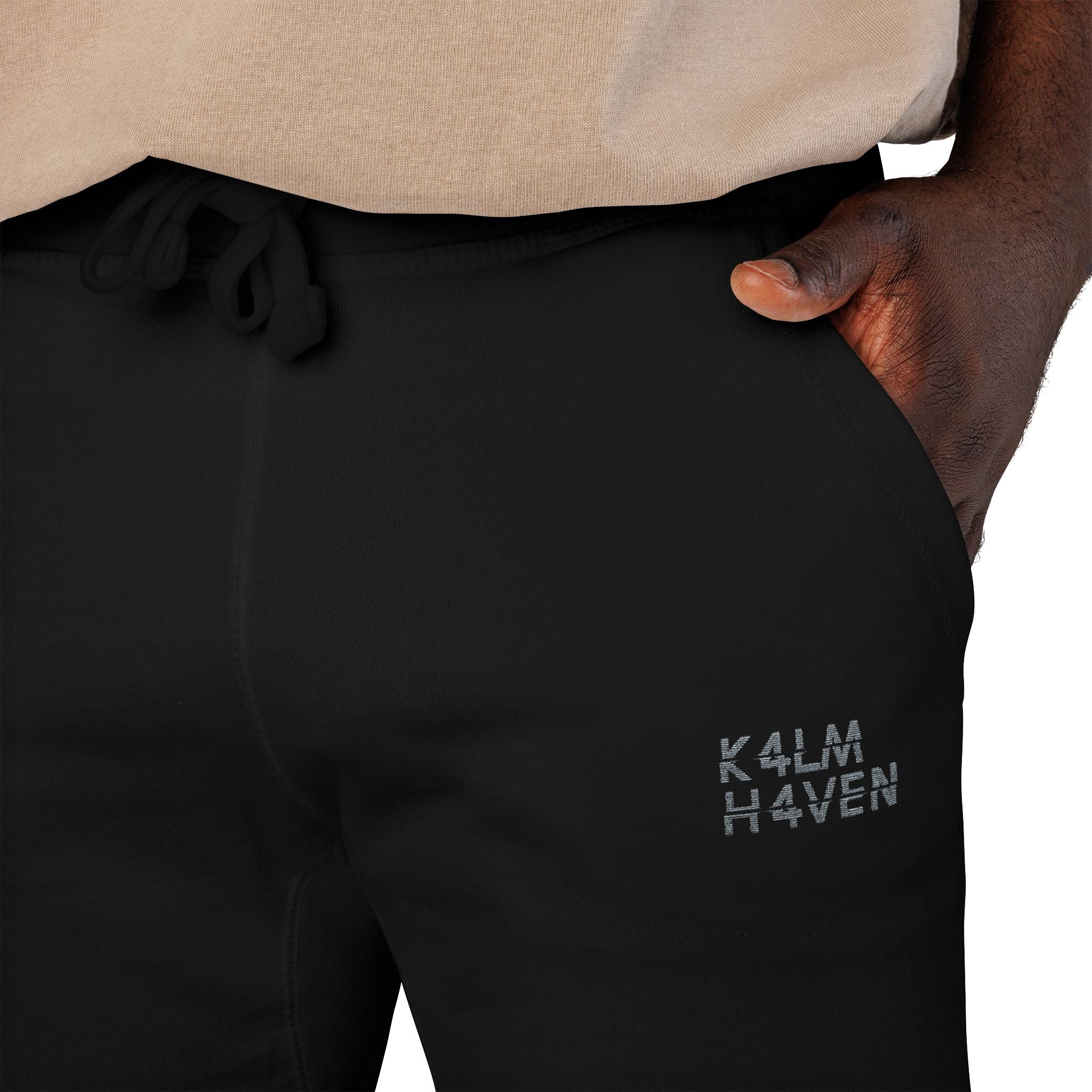 Embroidered 'Kalm Haven' Fleece Sweatpants — Cozy Casual Sweats