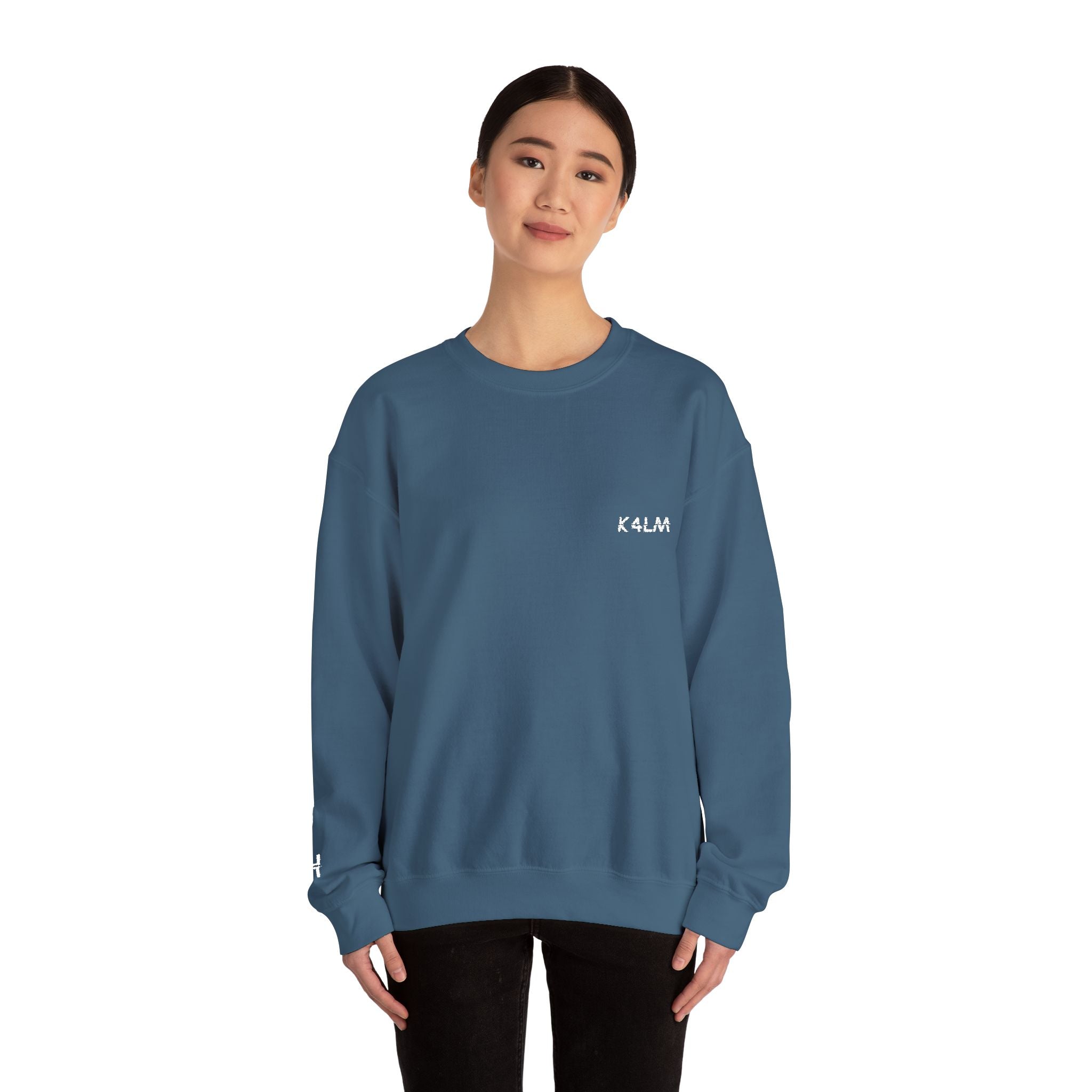 Kalm Haven Indigo Minimalist Crewneck Sweatshirt