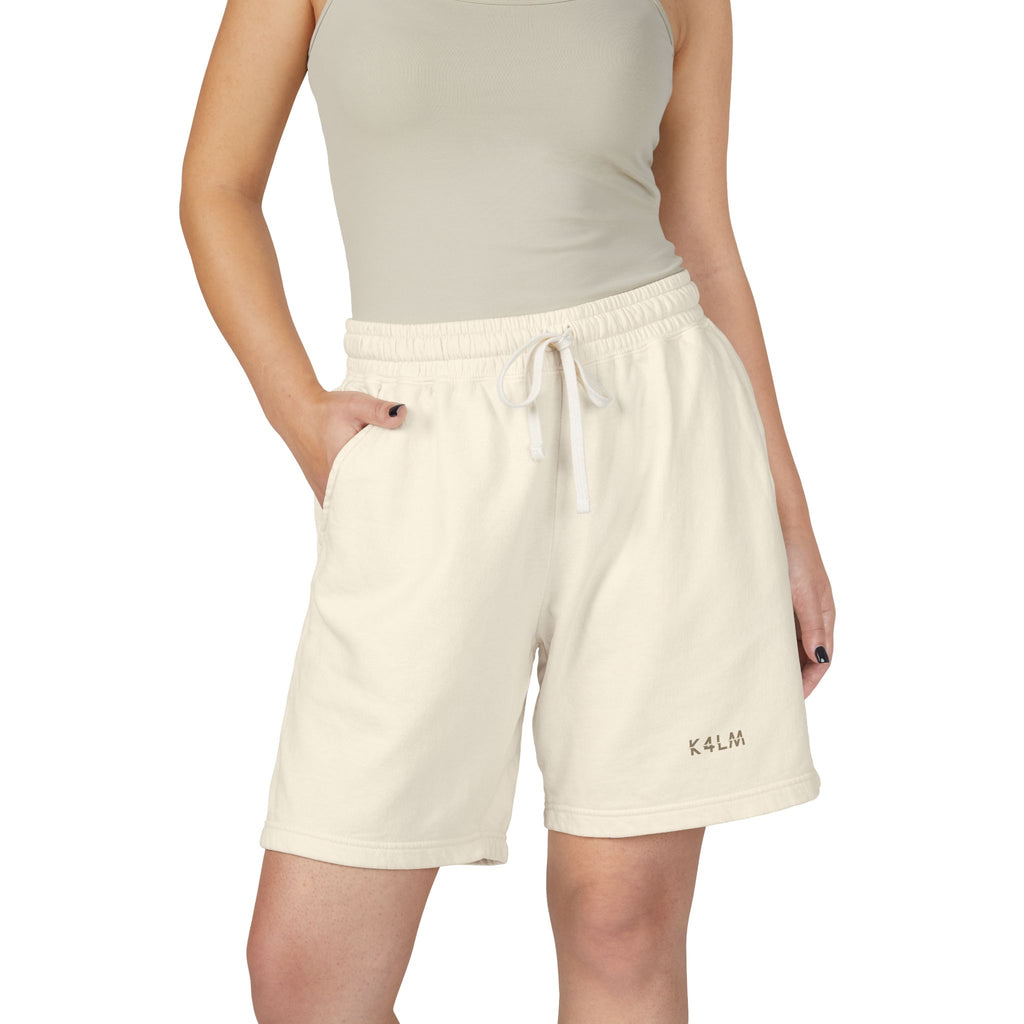 K4LM H4VEN Ivory Sweat Shorts — Garment-Dyed Relaxed Lounge Shorts