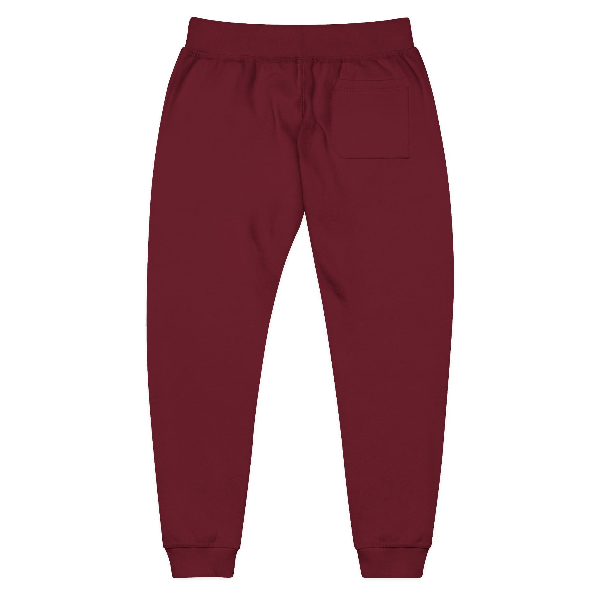 Embroidered 'Kalm Haven' Fleece Sweatpants — Cozy Casual Maroon Sweats