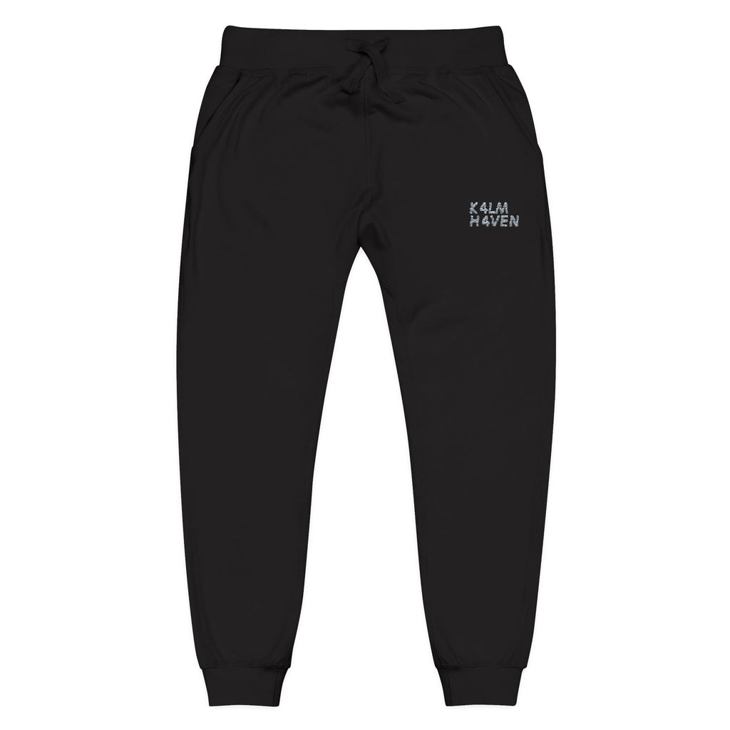 Embroidered 'Kalm Haven' Fleece Sweatpants — Cozy Casual Sweats