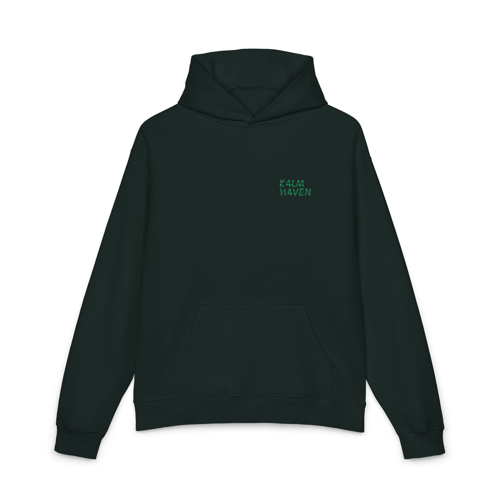 Kalm Haven Pine Green Hoodie — Minimal Pine Green Pullover