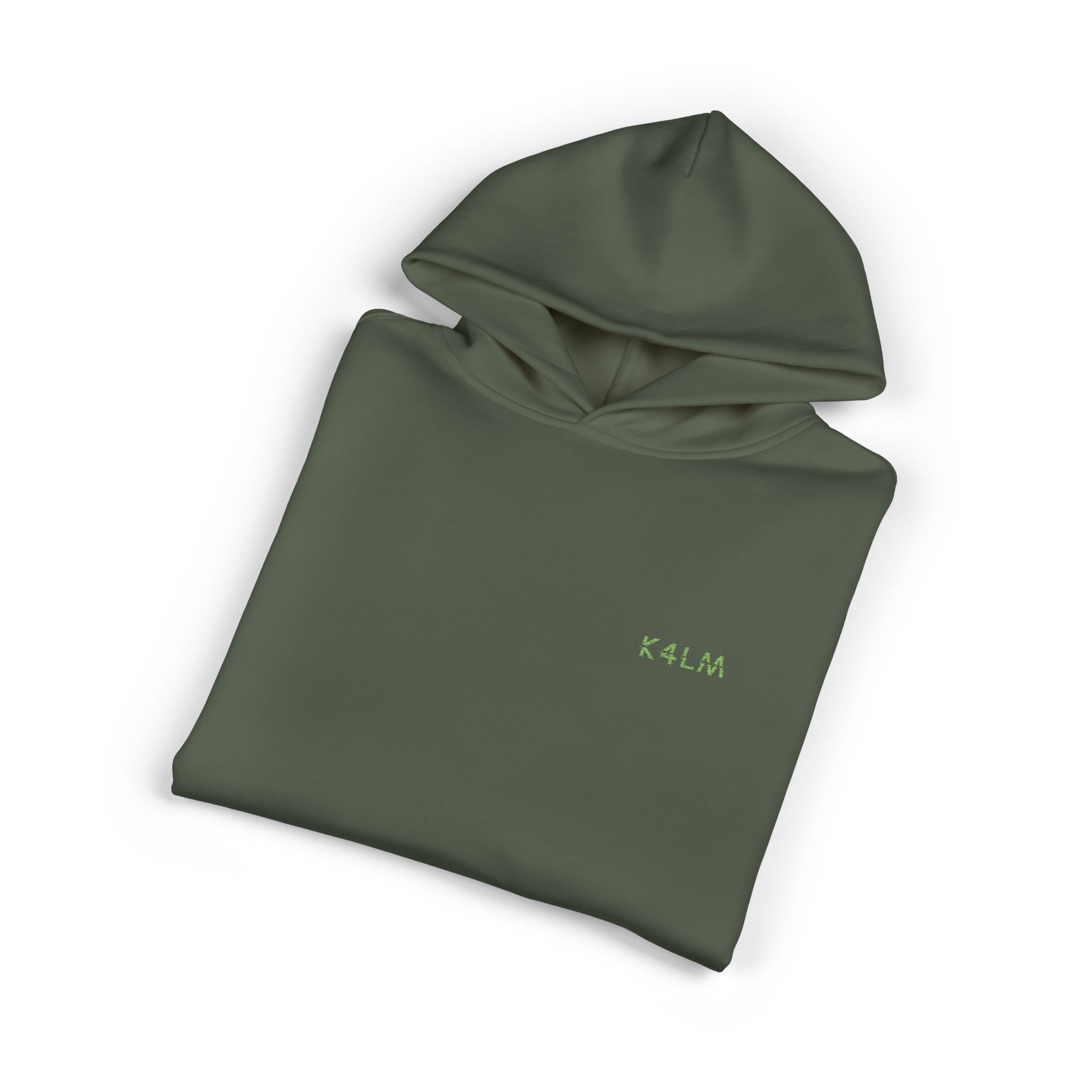 Kalm Haven Green Hoodie — Minimal Chest Graphic Casual Pullover