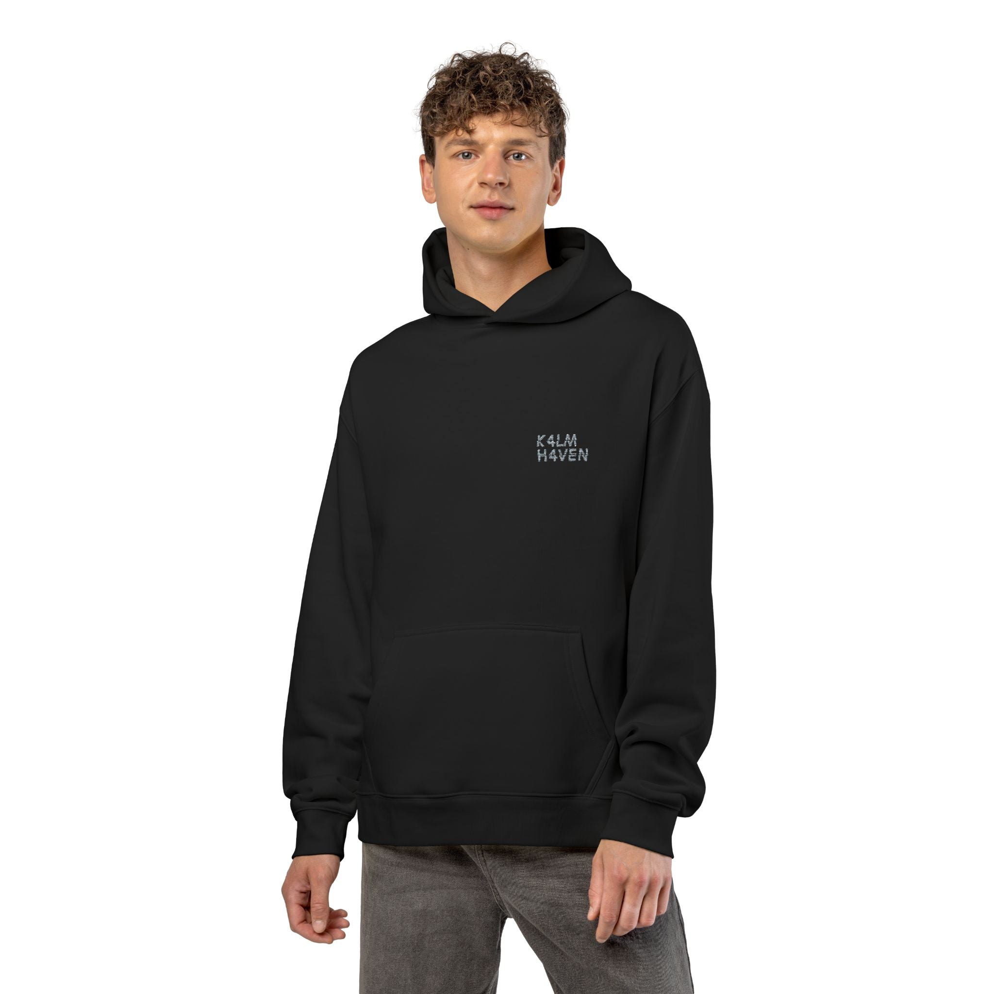 Kalm Haven Black Hoodie — Minimal Black Pullover