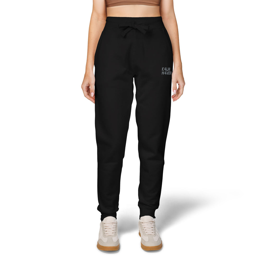 Embroidered 'Kalm Haven' Fleece Sweatpants — Cozy Casual Sweats