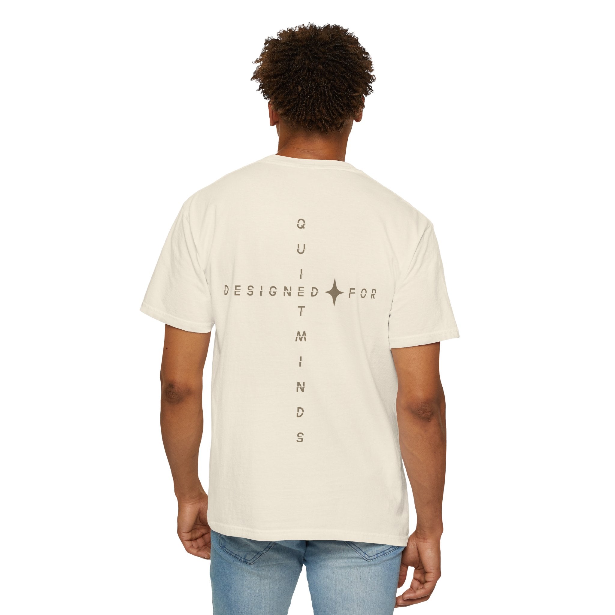 Ivory Designed For Quiet Minds T-Shirt — Small Chest Script