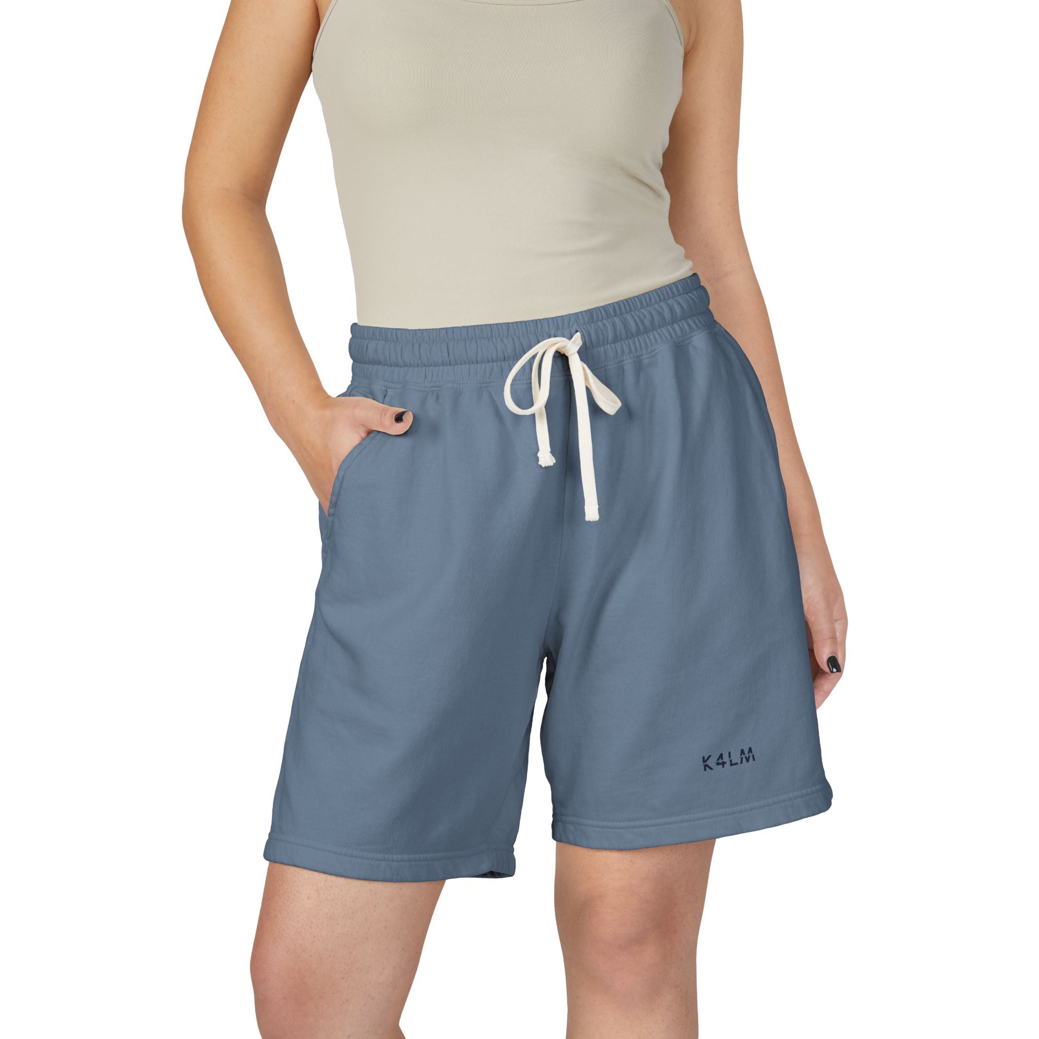 K4LM H4VEN Blue Sweat Shorts — Garment-Dyed Relaxed Lounge Shorts