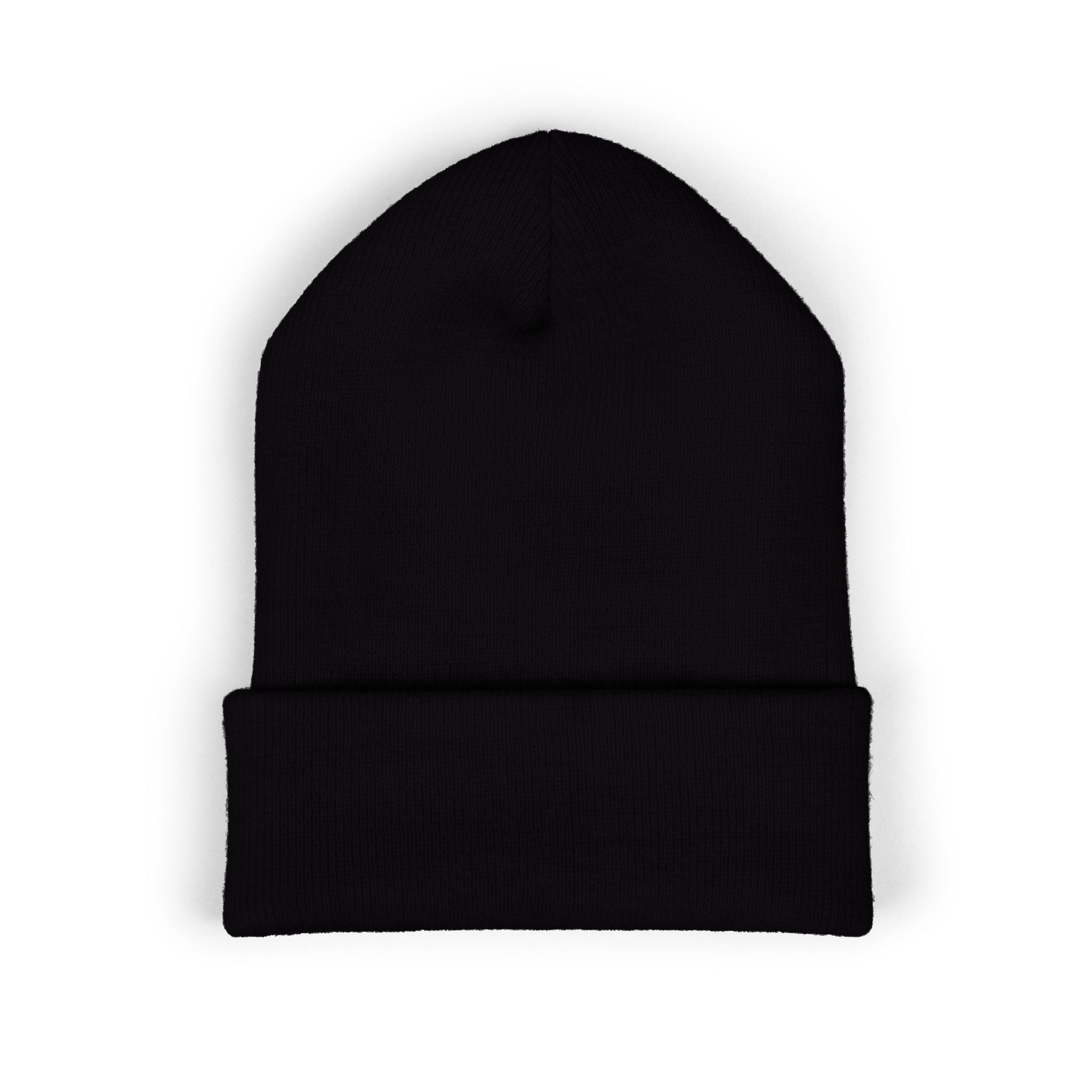 Embroidered 'K4LM H4VEN' Cuffed Beanie - Soft Black Knit Winter Hat