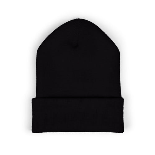 Embroidered 'K4LM H4VEN' Cuffed Beanie - Soft Black Knit Winter Hat