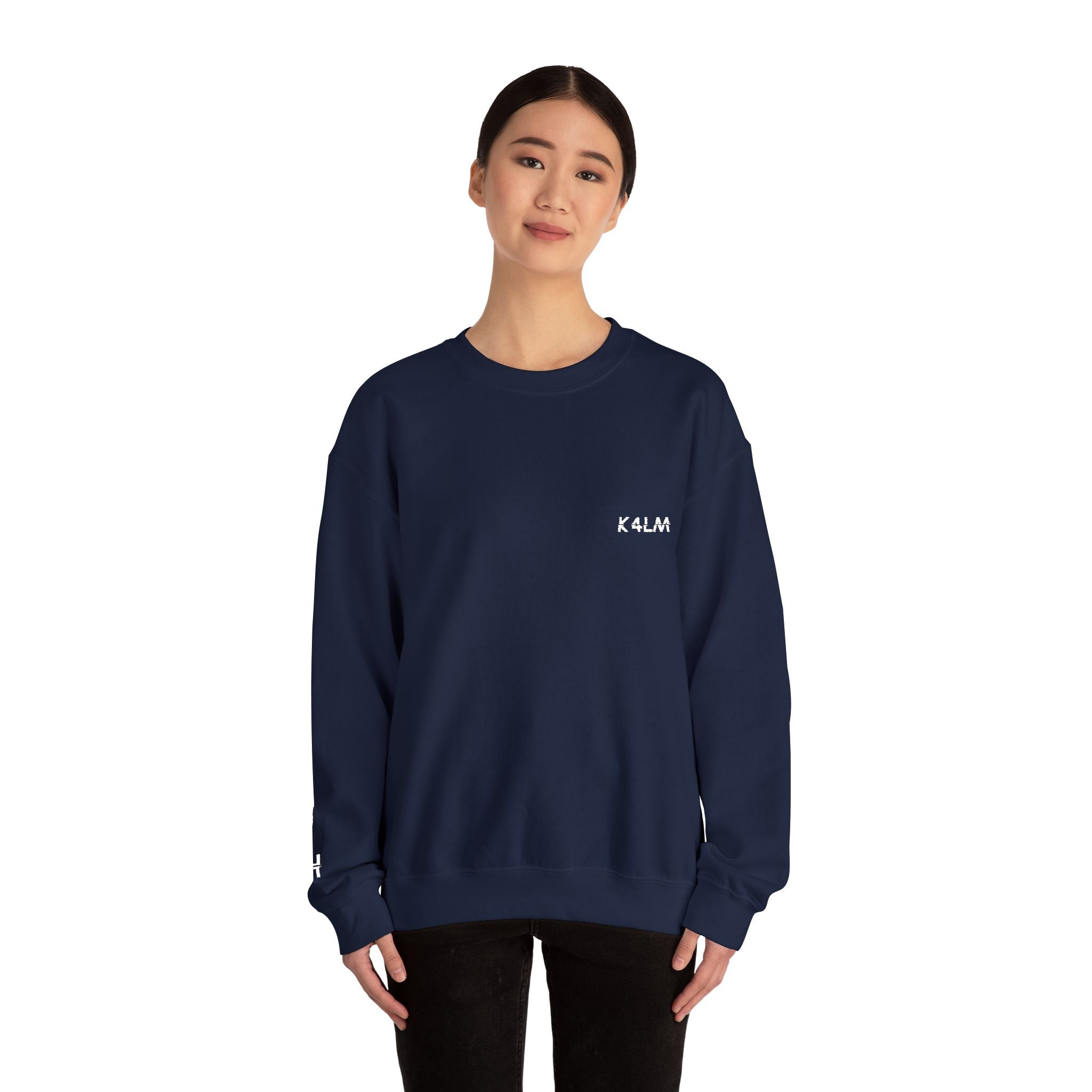Kalm Haven Navy Blue Minimalist Crewneck Sweatshirt
