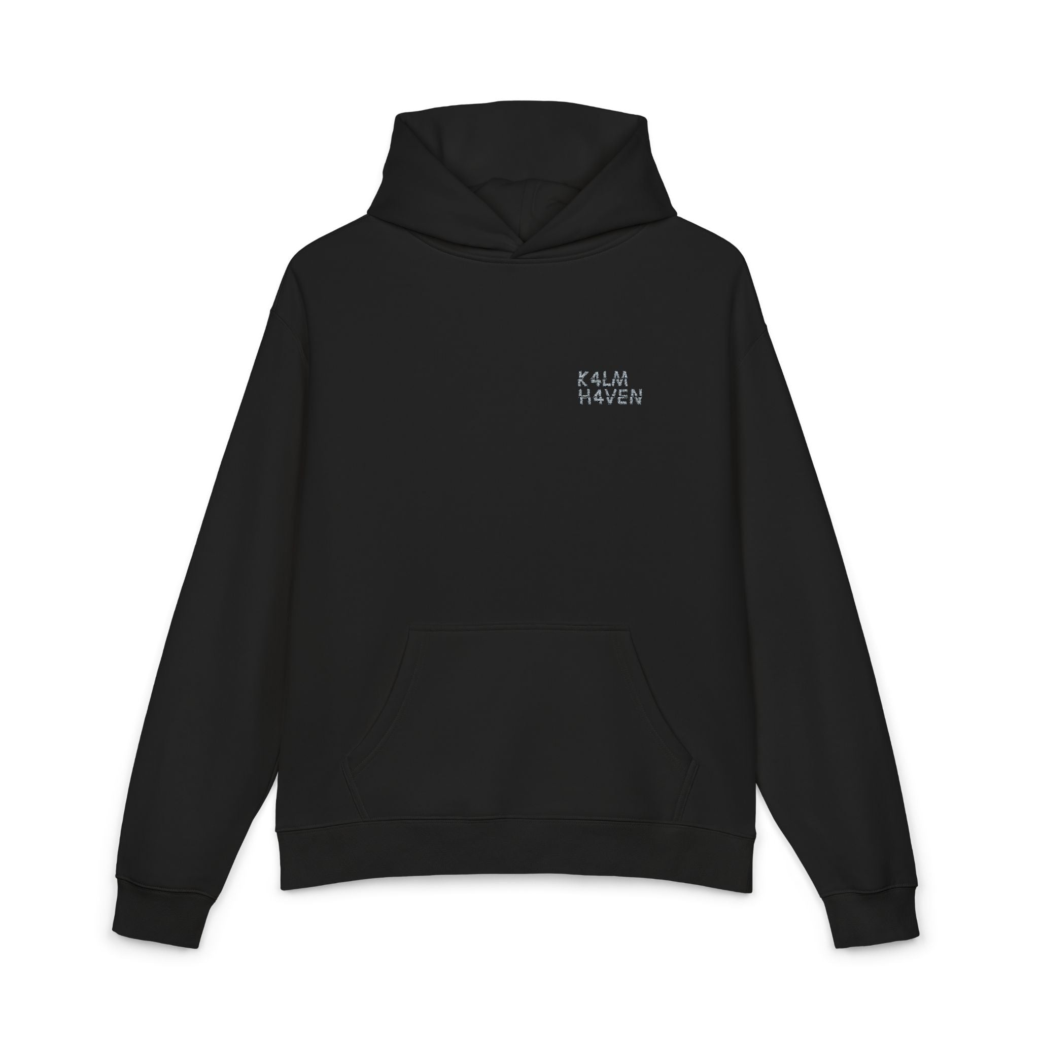 Kalm Haven Black Hoodie — Minimal Black Pullover