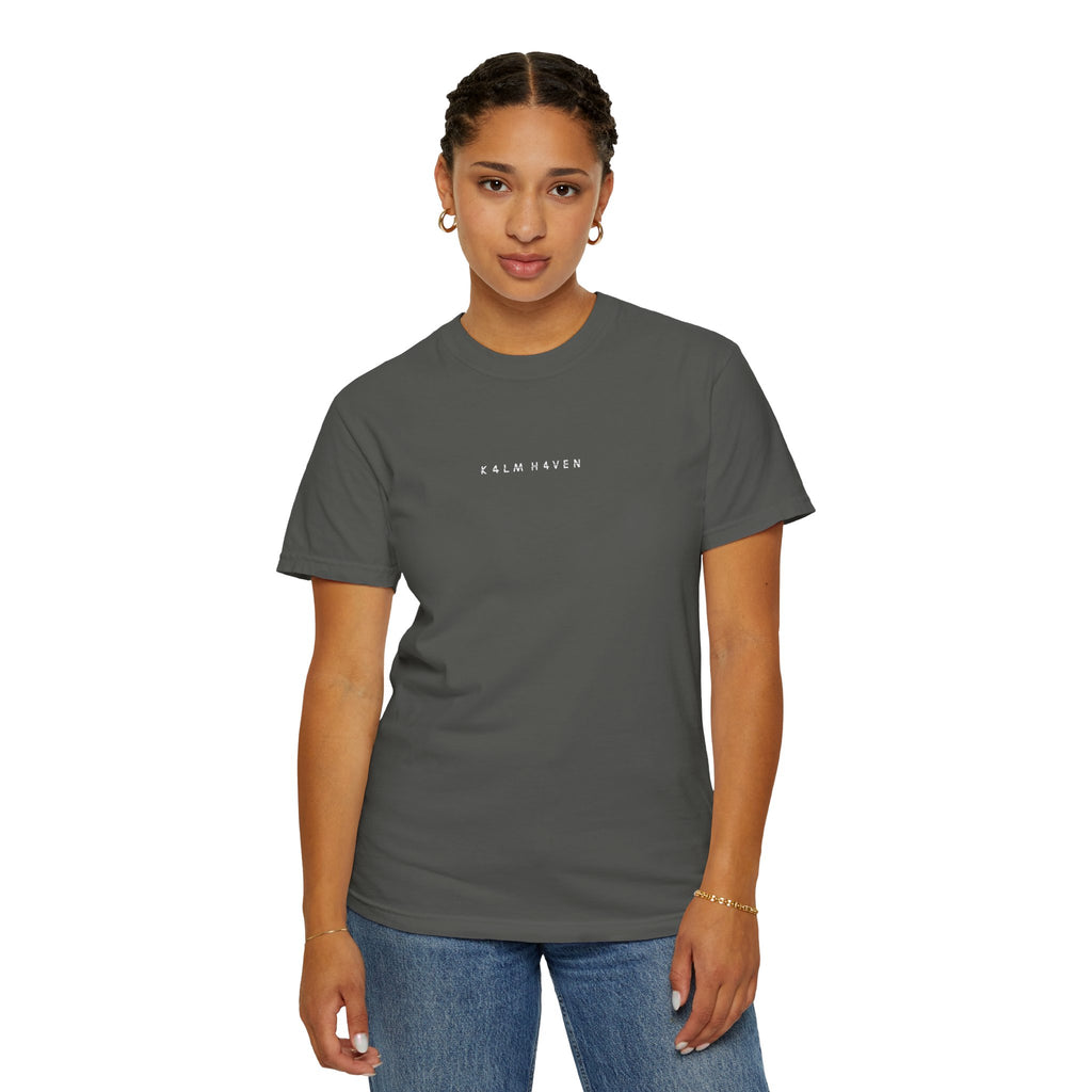 Pepper Gray Designed For Quiet Minds T-Shirt — Small Chest Script