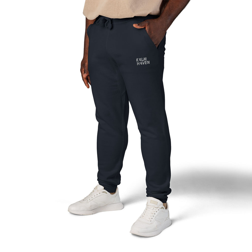 Kalm Haven Fleece Sweatpants — Cozy Casual Navy Blue Sweats