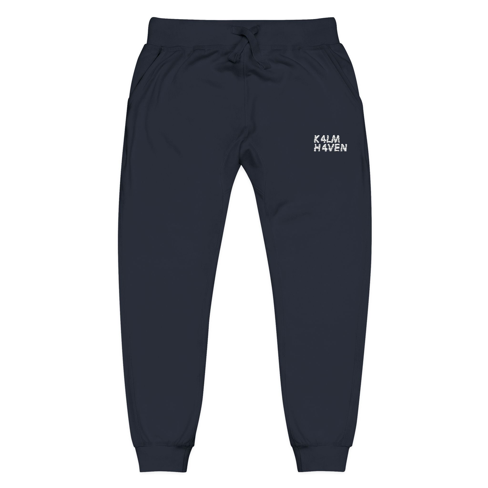 Kalm Haven Fleece Sweatpants — Cozy Casual Navy Blue Sweats