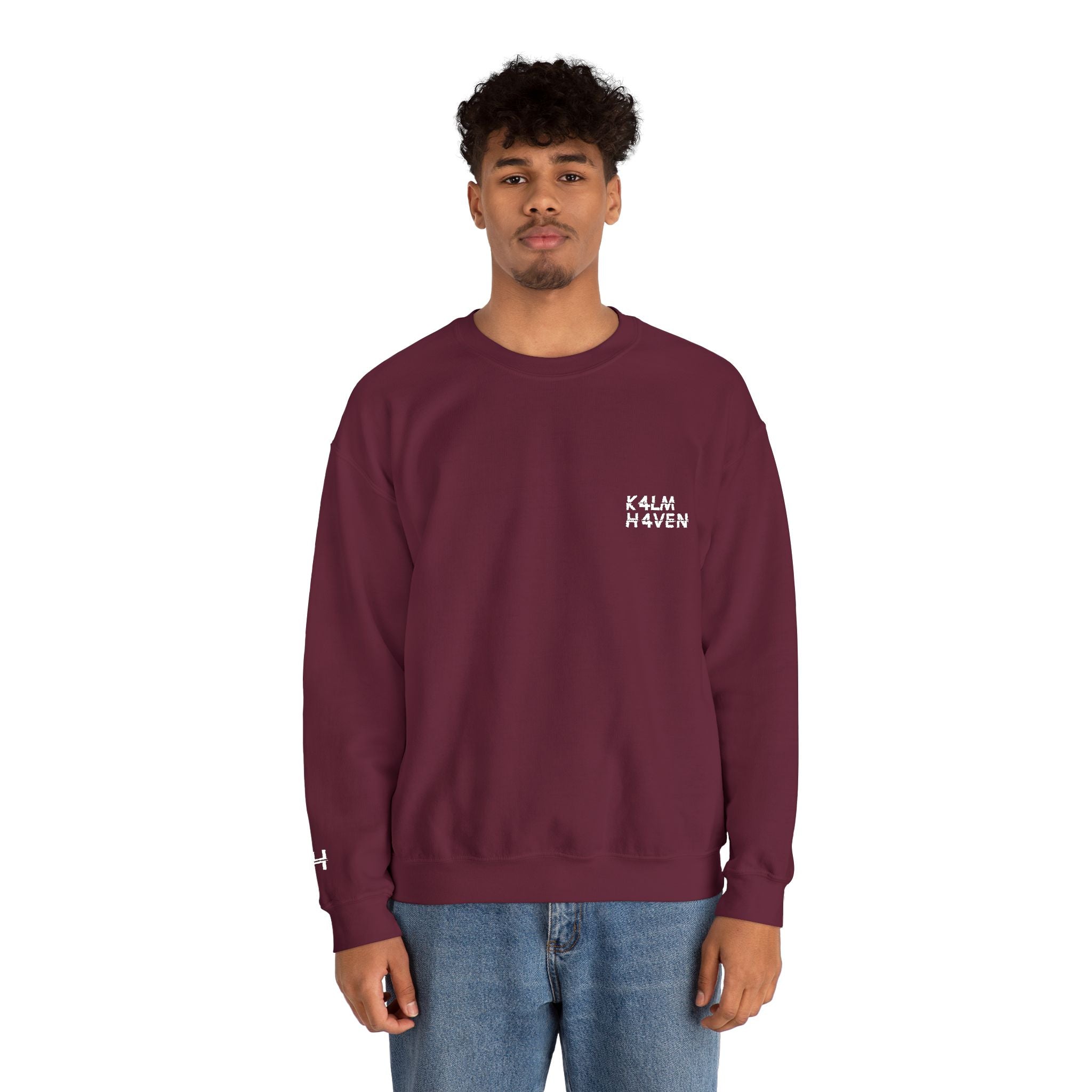 Kalm Haven Maroon Minimalist Crewneck Sweatshirt