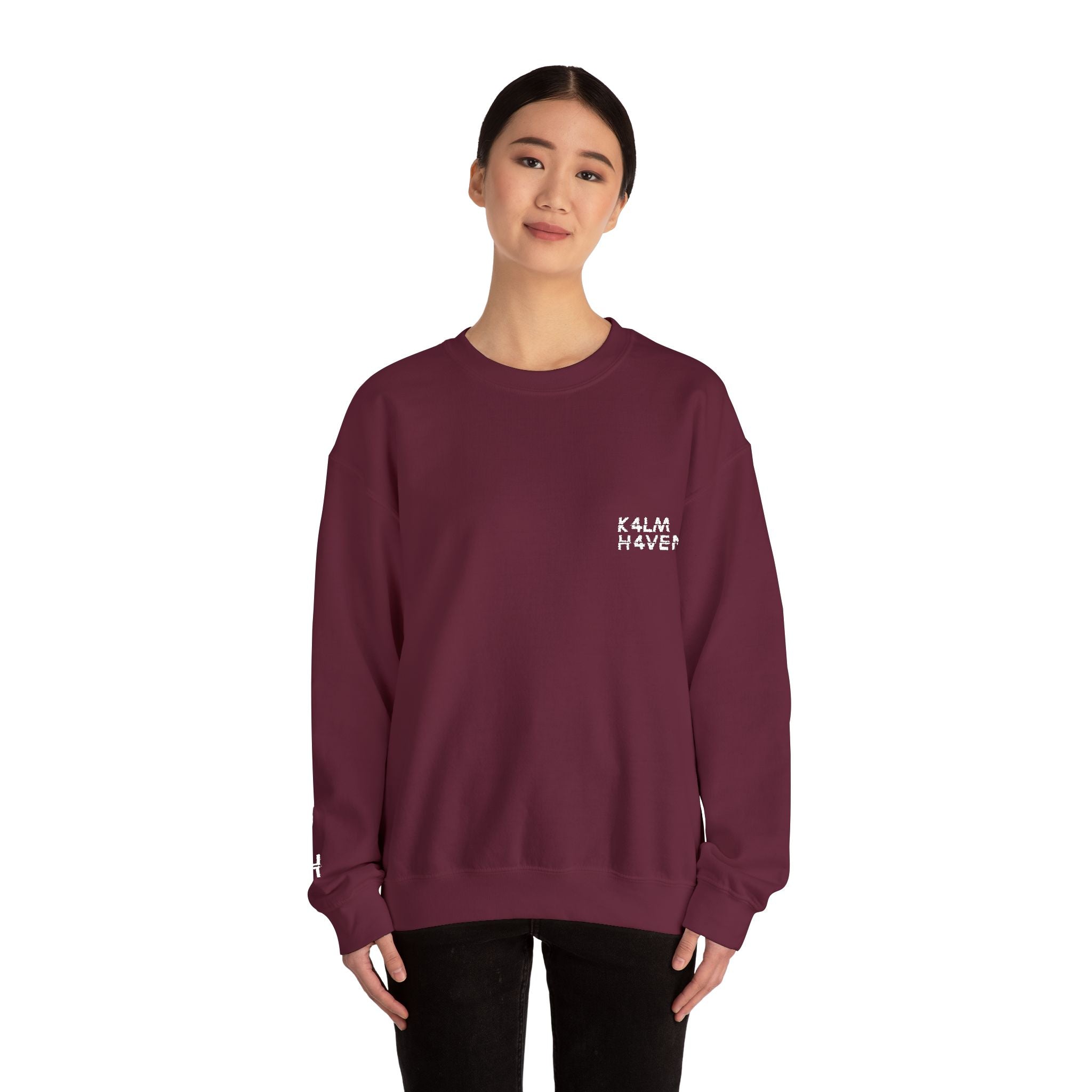 Kalm Haven Maroon Minimalist Crewneck Sweatshirt