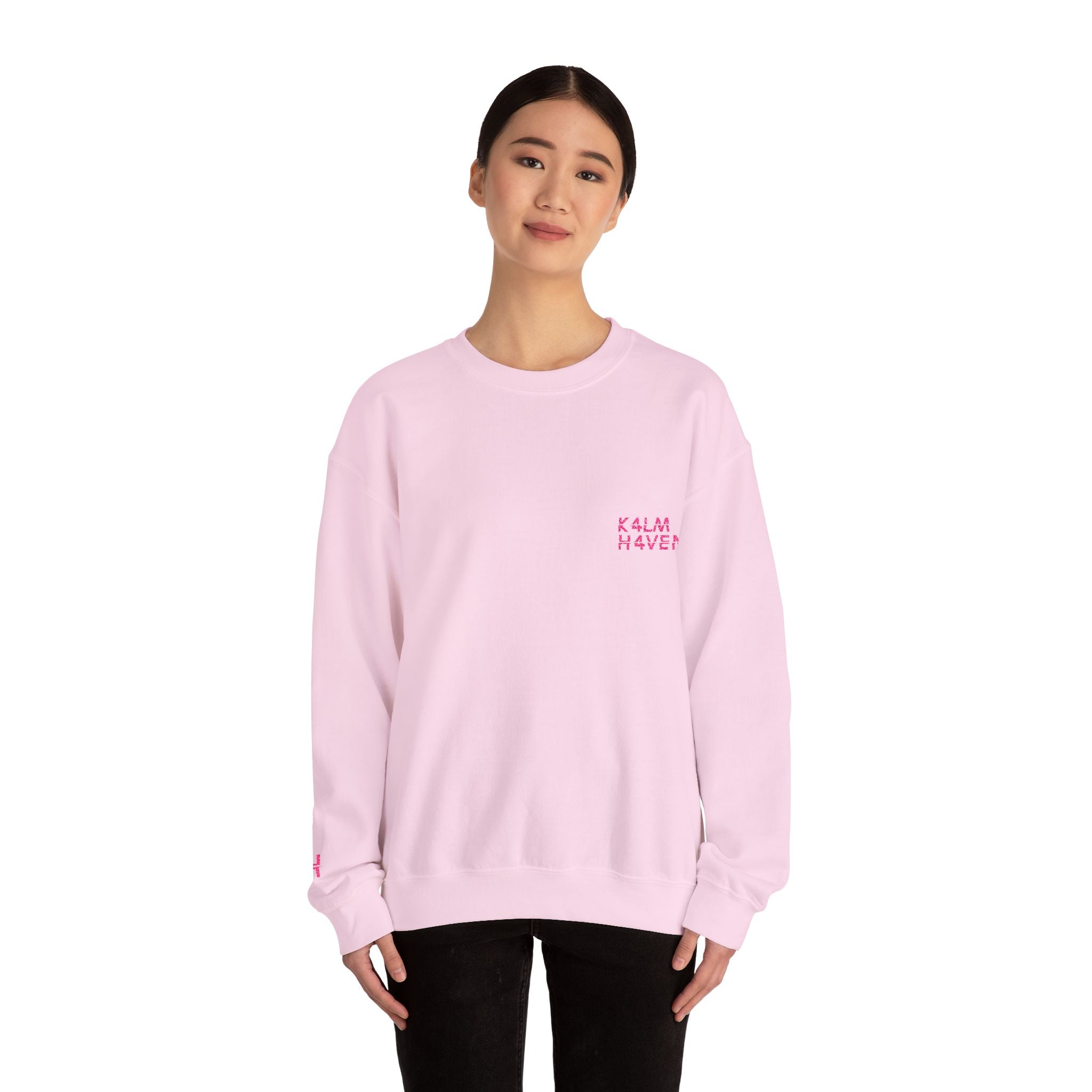 Kalm Haven Pink Minimalist Crewneck Sweatshirt