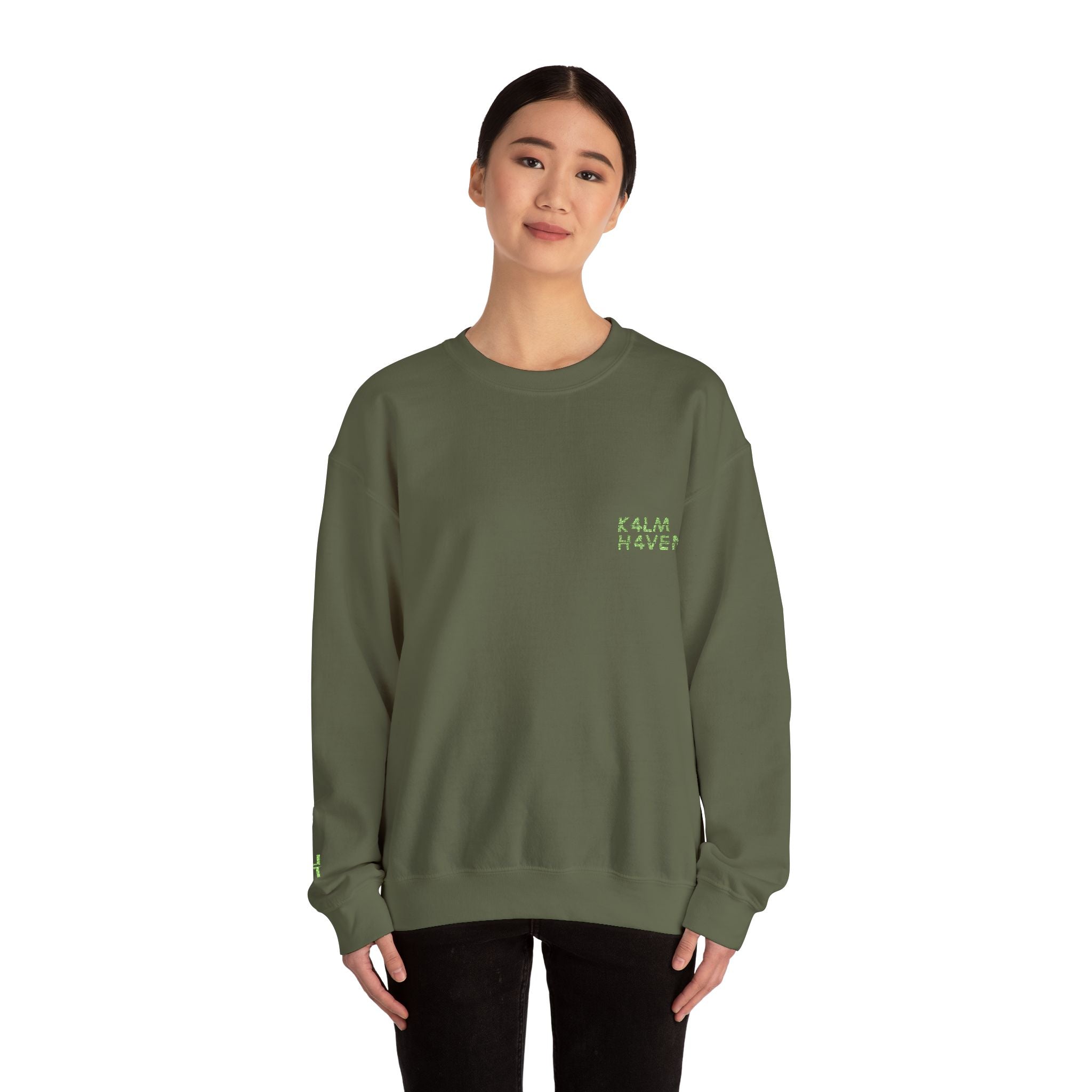 Kalm Haven Green Minimalist Crewneck Sweatshirt
