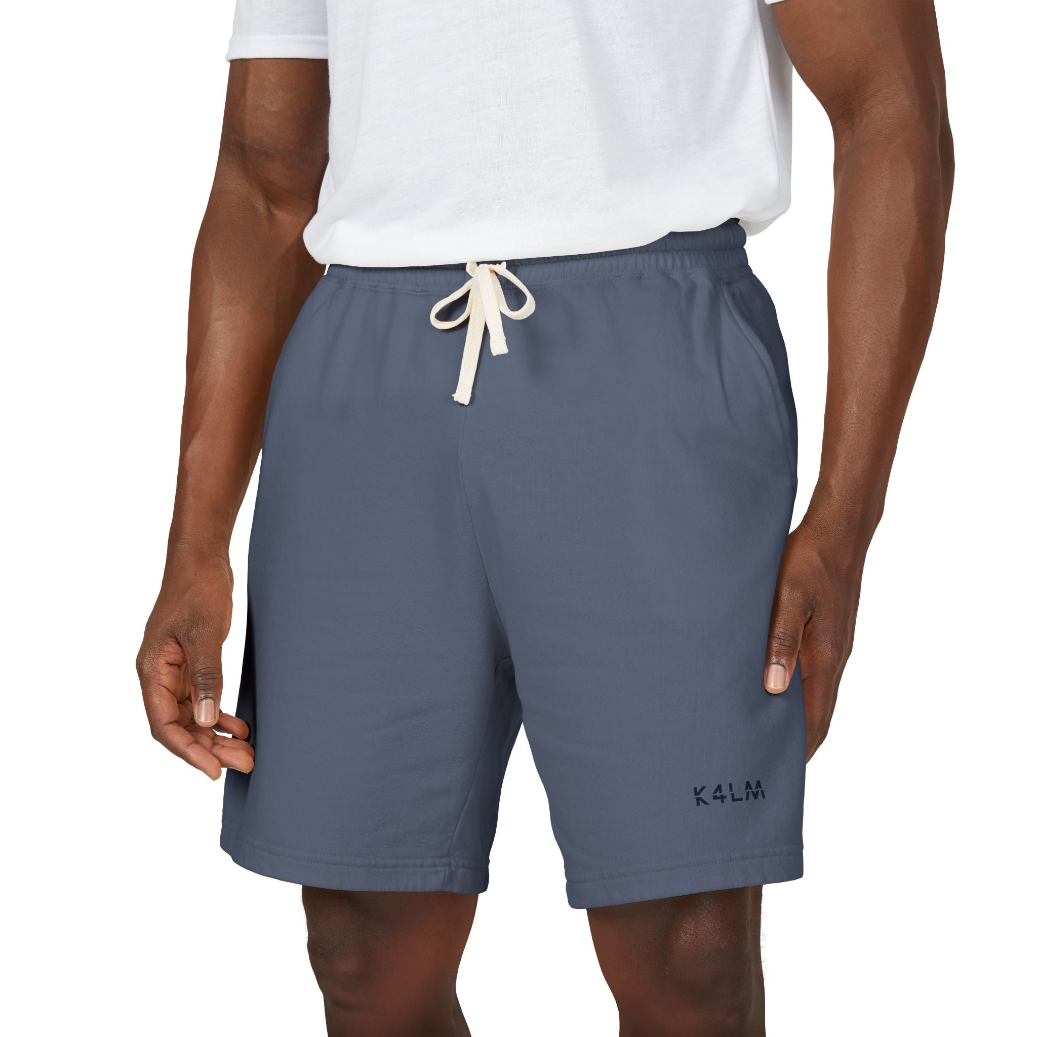 K4LM H4VEN Blue Sweat Shorts — Garment-Dyed Relaxed Lounge Shorts