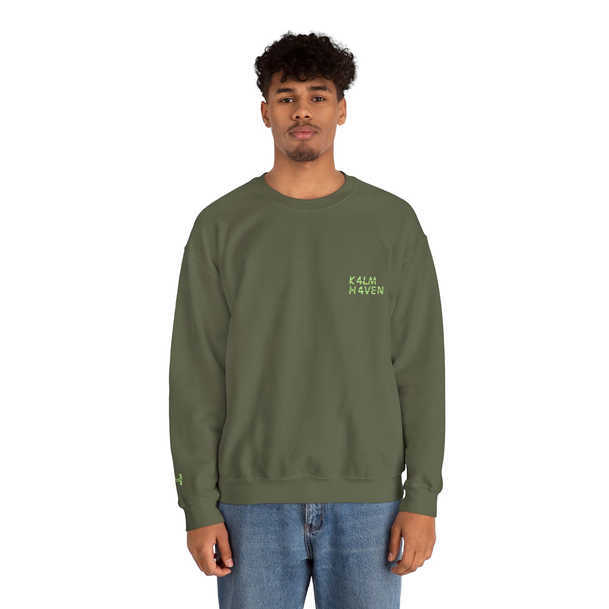 Kalm Haven Green Minimalist Crewneck Sweatshirt
