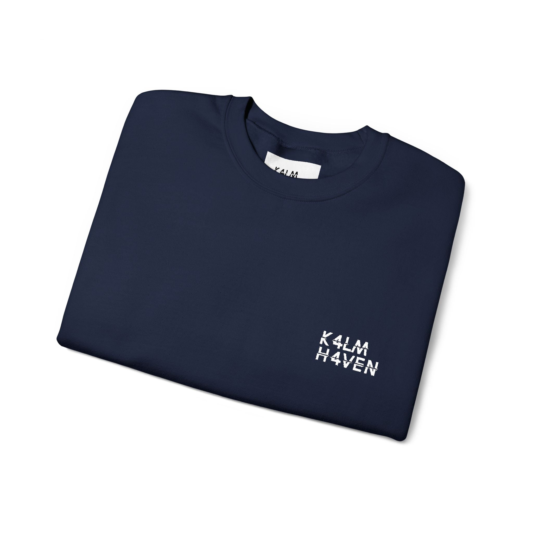 Kalm Haven Navy Blue Minimalist Crewneck Sweatshirt